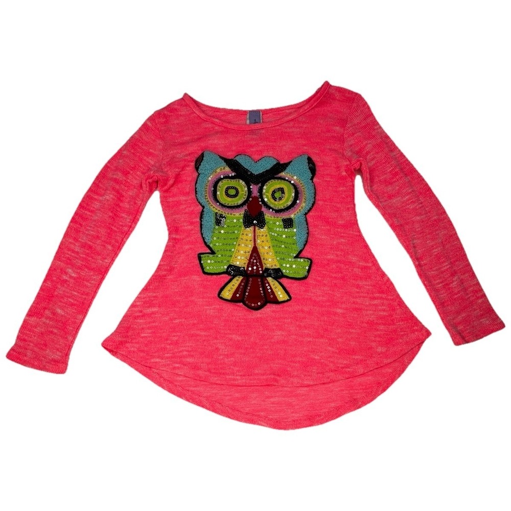 Boutique Brand Maya Owl Embellished Long Sleeve Shirt Top Girls Size 6  Party